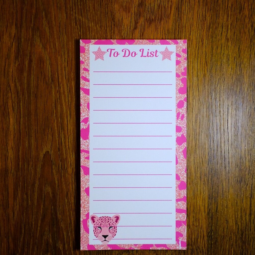 Handmade Pink Animal Print To Do List Notepad notes, lined, leopard, gift, pad - Picture 1 of 2